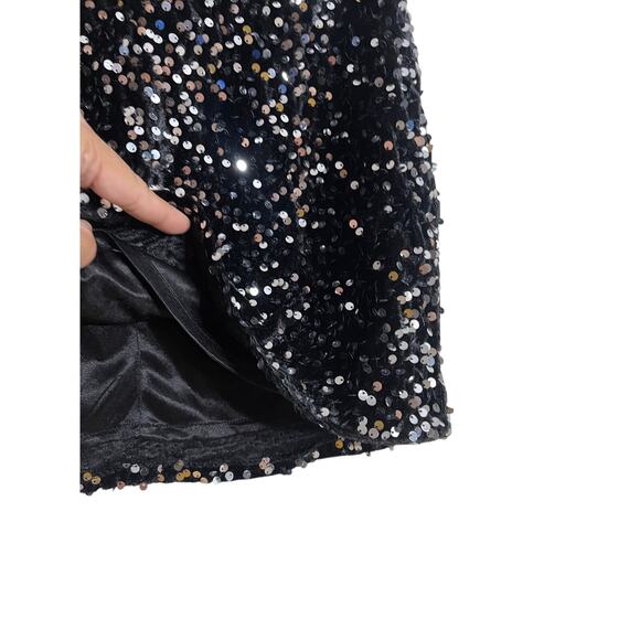 Vassia Kostara Sequin Mini Skirt Black Silver Sparkle Party Holiday Womans Small - Picture 10 of 13
